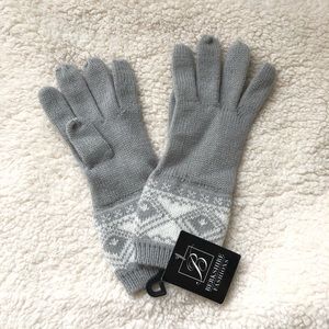 Grey and white gloves